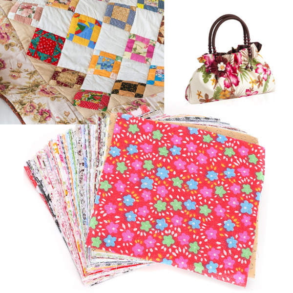 100 st Square Patch Work Printed Olika mönster Klädtillbehör för DIY-sömnad