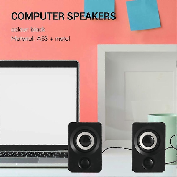 Surround Computerhøjttalere med Stereo USB-kablet Drevet Multimediehøjttaler kompatibel med PC/Laptops/Smart Ph