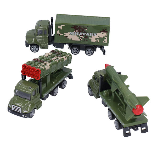 3 kappaletta 1:50 Diecast sotilasleluajoneuvoa Metallilejeeriminen Armeijan lelut Malli lapsille Pojille Taaperoille Vetää takaisin Sotilasautot