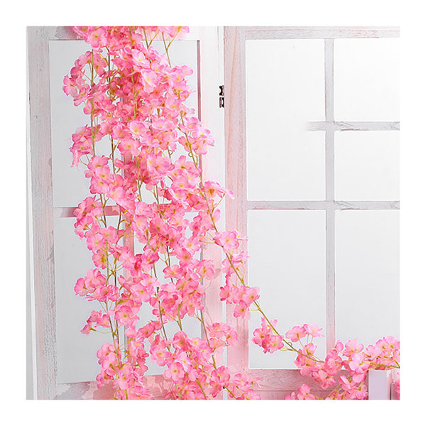 Kunstig blomst rotting enkelt 1,8 m 135 stk blomsterhode levende dekorativ silke plast hengende falsk rotting for dekorasjon dyp rosa