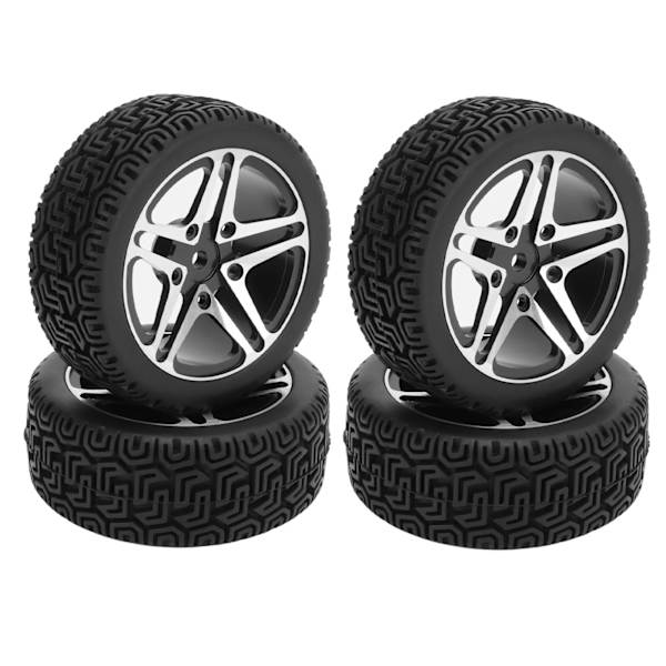 4 stk. RC-hjul og dekksett aluminiumsfelg gummi dekk for HSP 94122 94123 TT01 WF06 1/10 RC bil Crawler Svart