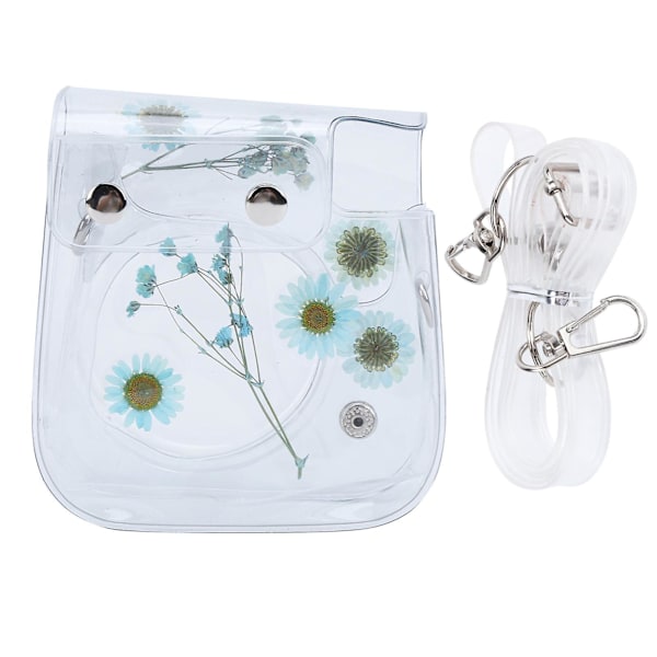 Transparent Kamerataske PVC Opbevaringspose med Justerbar Skulderrem kompatibel med Instax Mini 11 BeskyttelseBlå