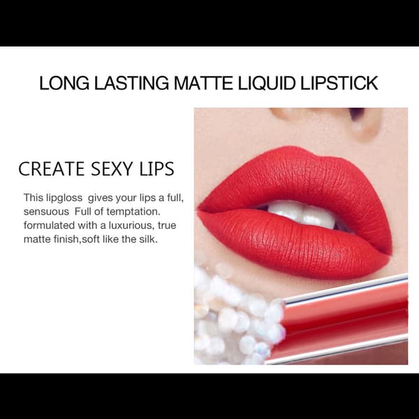 6 stk. Mat Flydende Læbestift Sæt til Kvinder Vandtæt Mat Lipgloss Sæt Langtidsholdbar Læbestift