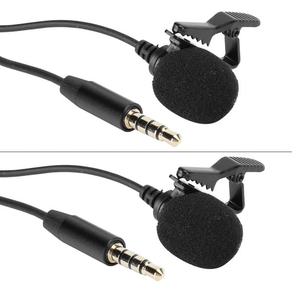 2 STK Mini 3,5 mm krageklipsmikrofon forhindrer støy for mobiltelefon/PC-opptak