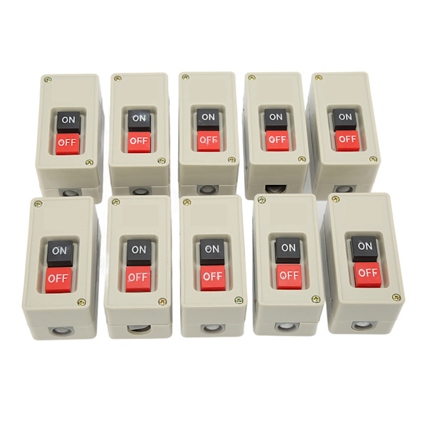 10 stk 3-faset motorafbryder 2 positioner selvnulstilling Power Press Button Switch til distributionsbokse 380V 30A