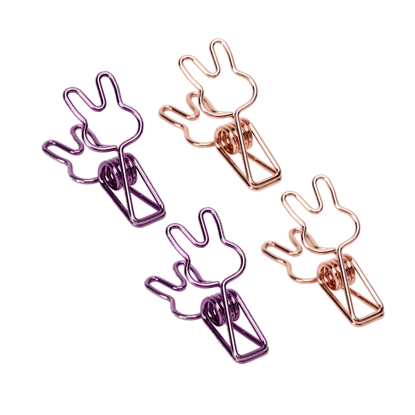 100 st Bunny Binder Clips ihålig ut stark klämning robust metall söta pappersklämmor för dokument kläder papper