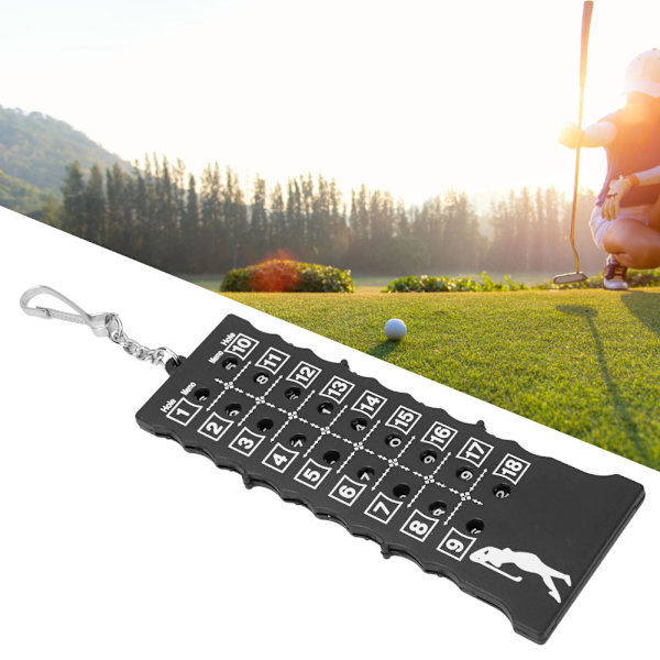 ABS-muovinen kannettava nauha, tyyppi 18 reikäinen golftulostaulu Score Counter harjoitusharjoituskilpailun lisävaruste (musta koukku)