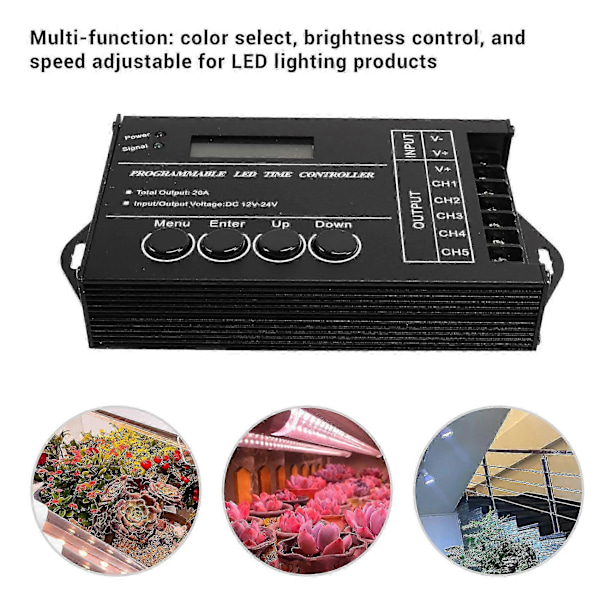 TC420 Tidsstyrd programmerbar RGB LED-kontroller DC12V-24V 5 Kanal LED Timing dimmer