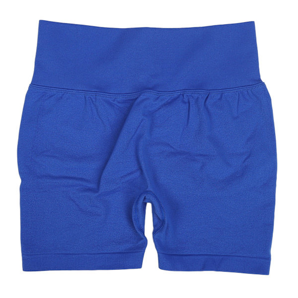 Kvinnors höga midja höftlyft yogashorts mjuka elastiska gym löpning midja åtdragande träningshorts blå L
