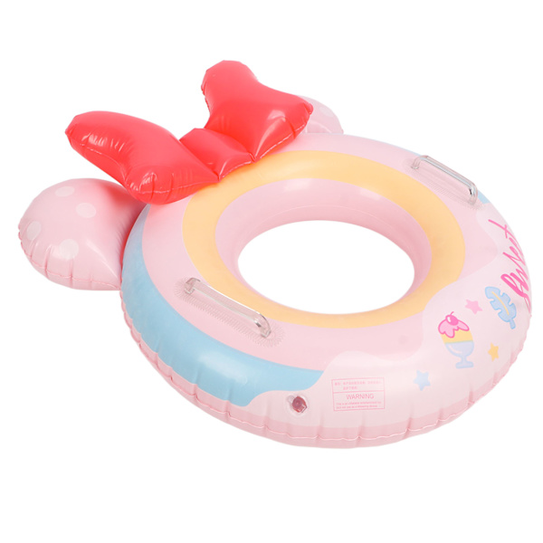 Barn söt tecknad simring barn strandfest mjuk uppblåsbar pool flyta med dubbelt handtag rosa