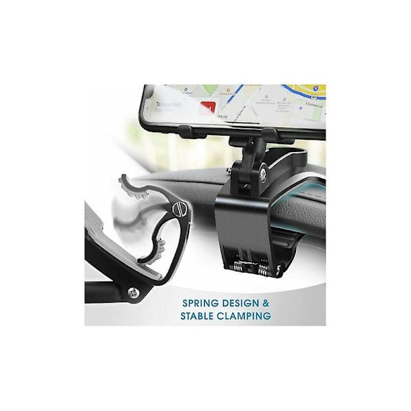 Biltelefonholder 360 Graders Rotation Instrumentbræt Mobiltelefonholdere Bil Biltelefonholder til GPS og 4-7 tommer Smartphones 1 stk Sort