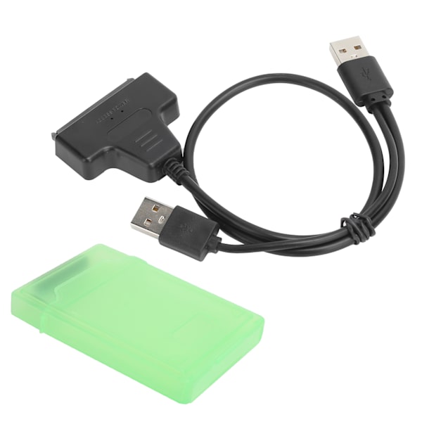 Harddiskadapterkabel SATA HDD/SSD dobbel grensesnitt konverteringskabel med 2,5 tommers beskyttelsesboks grønn