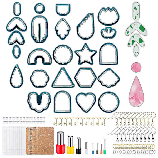 Blå Polymer Lercutter Kit til DIY Smykkefremstilling