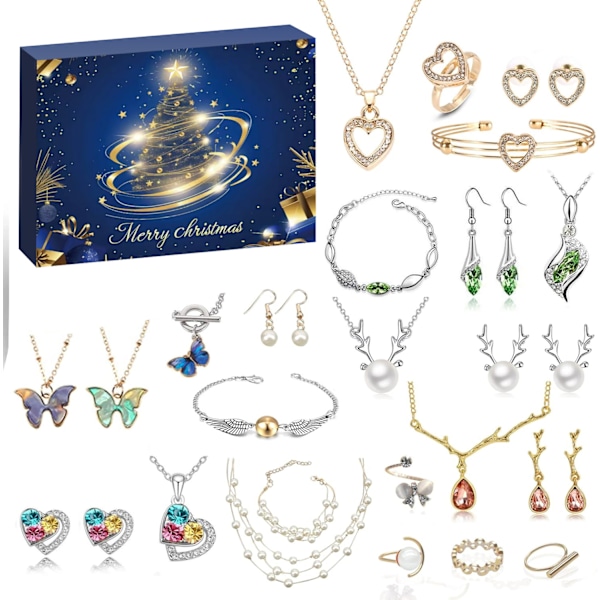 2024 Advent Calendar Jewelry Women Girls - 24 Surprises Bracelets Necklaces Rings Earrings - Christmas Calendar