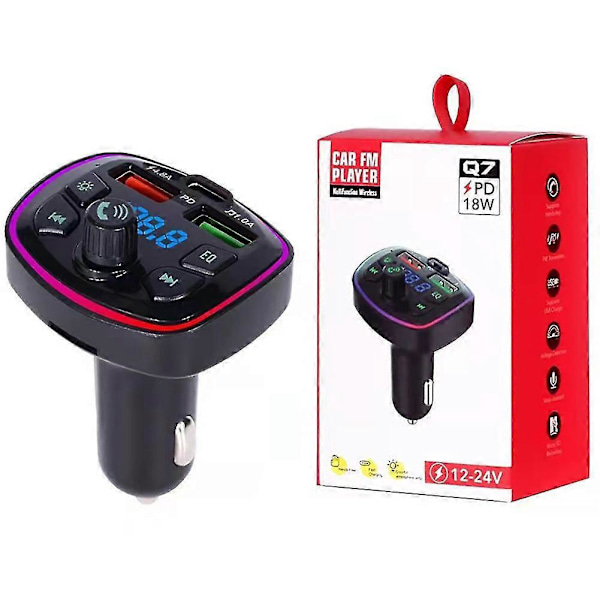 Bluetooth 5.0 Bil Trådløs FM-sender Adapter 2usb Pd Lader Håndfri ZD.16 Q5