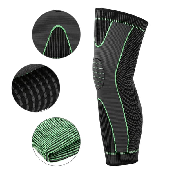 1 ST Svart Grön Stickning Varm Förlängd Elastisk Sport Knäskydd Benärm Knäskydd L