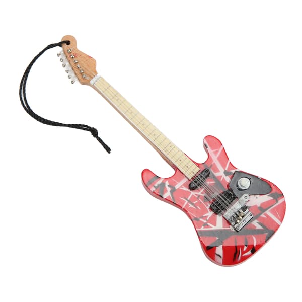 Gitarrmodell Fina Detaljer Rött Träkorn Lind Miniatyrgitarr för Vitrindekoration Present
