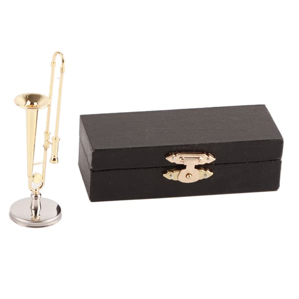 Dukkehus Trombone Model Simulation Messing Forgyldt Miniature Dukkehus Instrumenter Model til Dukkehus Tilbehør