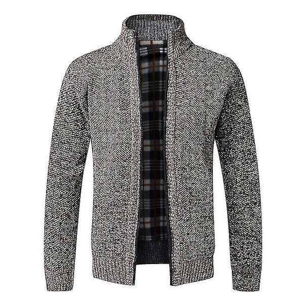 Mysig Zip-Up Fleece Cardigan Tröja för Män i XXL - Kaffe