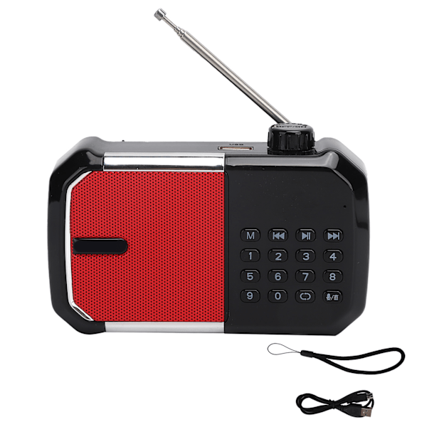 K‑87 Portable Digital FM Radio Bluetooth Speaker USB Audio Player Support Memory Card Red