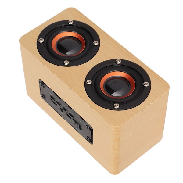 Trådlös Bluetooth-högtalare Retro Subwoofer Bärbar datorhögtalare med mikrofon för stationär dator TV Gul trästruktur
