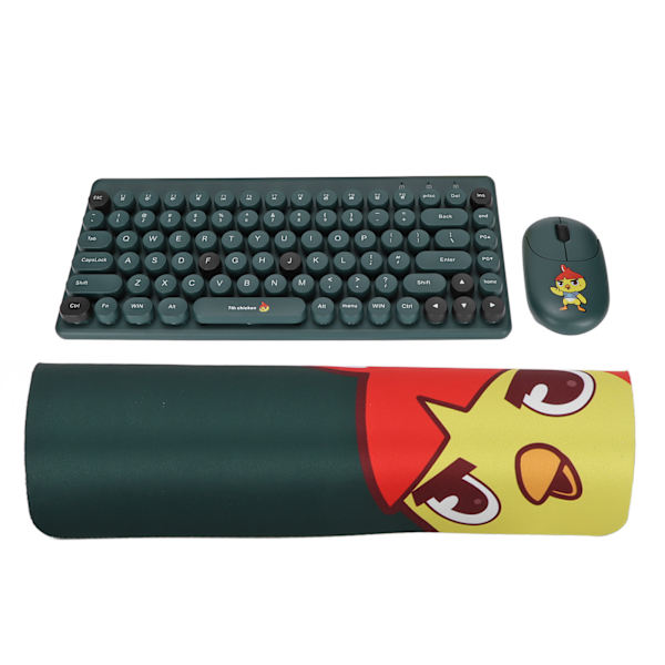 Trådløst tastatur og mus-kombinasjon ergonomisk design 2.4G USB stille 86 taster runde taster trådløst mekanisk tastatur og mus sett grønn