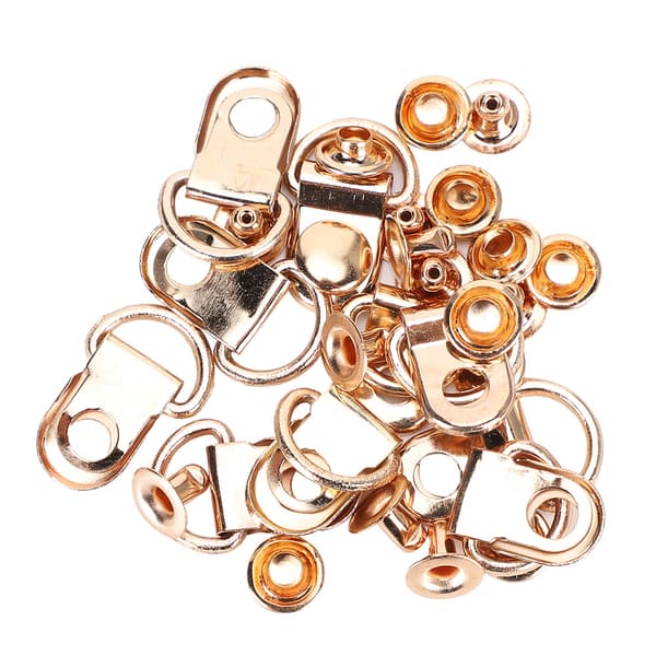 100 sæt snørebåndskrog D-ring øjespænde messing sko lædertaske DIY nitteværktøj guld 9x14mm