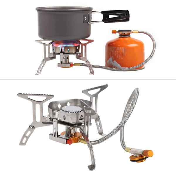 Utomhus portabel 304 rostfritt stål vindtät spis gasbrännare spis för campingvandring
