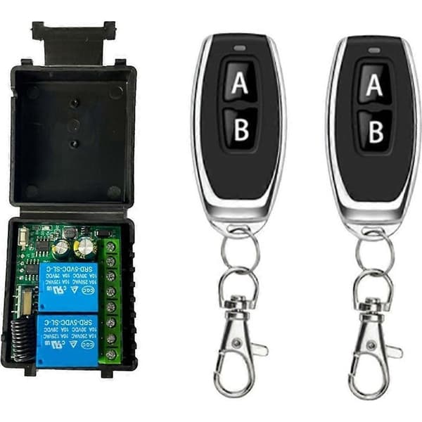 2-kanals RF-relémottaker med 433 MHz RF-fjernkontroll, 6-30 V DC