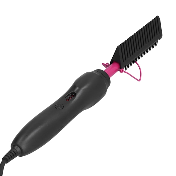 Multifunksjonell hårkam våt og tørr varm oppvarming krølling rettetang EU-plugg 120‑240V Rose Red