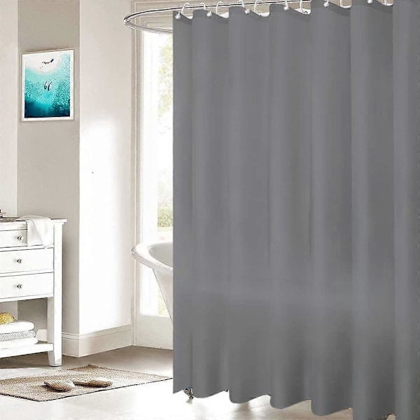100% PEVA Vandtæt Anti-Skimmel Resistent, Hurtigtørrende, Vaskbart Badeforhæng, 180 x 180 cm (Grå)