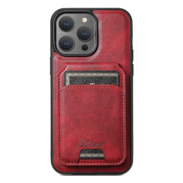 Etui til iPhone 13 Pro H15 Rød Magnetisk Kortholder To I Én Trådløs Oplader