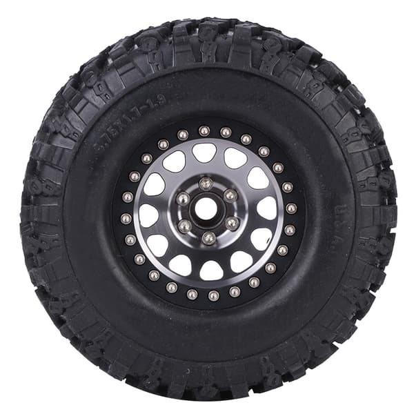 4 stk. RC Universal Crawler Gummidæk Metal Fælg RC Biltilbehør Titaniumfarve