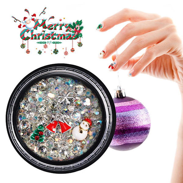 Nagelkonstdekoration Jul Strass Legering Paljett Mix Manikyr Dekaler #01