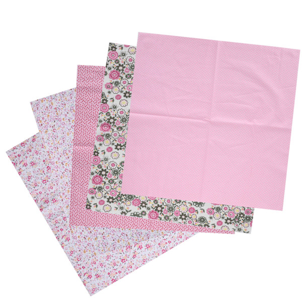 2 Set Bomullstyg Slättväv Trycktyg DIY Sömnad Quiltning PatchWork 5 Färger 50x50cm (Rosa)
