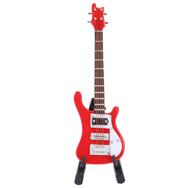 Miniatyr elektrisk gitarmodell i tre, musikkinstrument, ornamenter, gaver, rød