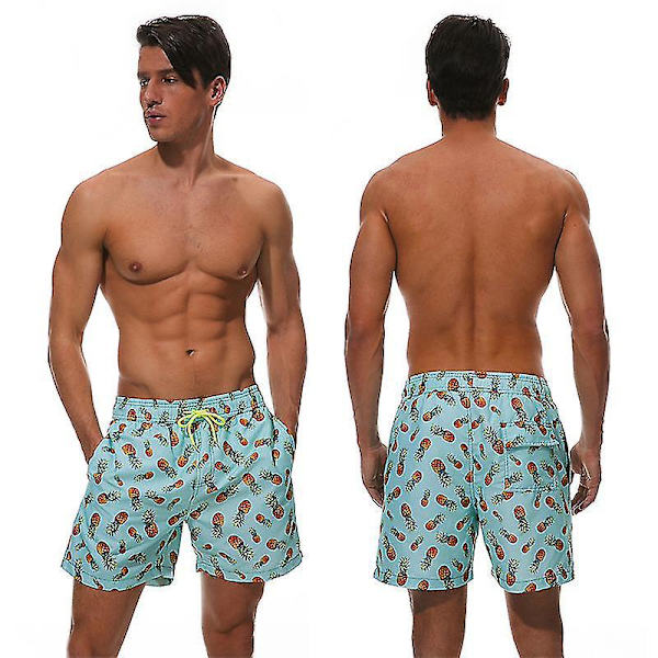 Escatch Hurtigtørrende Mænds Badetøj Strand Shorts - Sort Ananas, XXXL