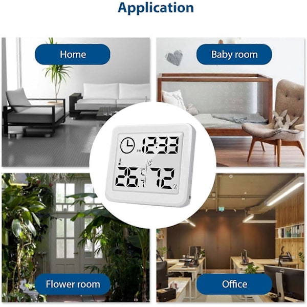 Digital Hygrometer Termometer Indendørs Hygrometer Ultratynd Temperatur Fugtighedsmåler med Stor