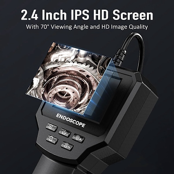Industriellt Endoskop - 2,4 tums IPS Boroskop Inspektionskamera, 1440P HD 2,0 MP Endoskopkamera med 6 Justerbara LED, Digitalt Endoskop 8mm IP67 W