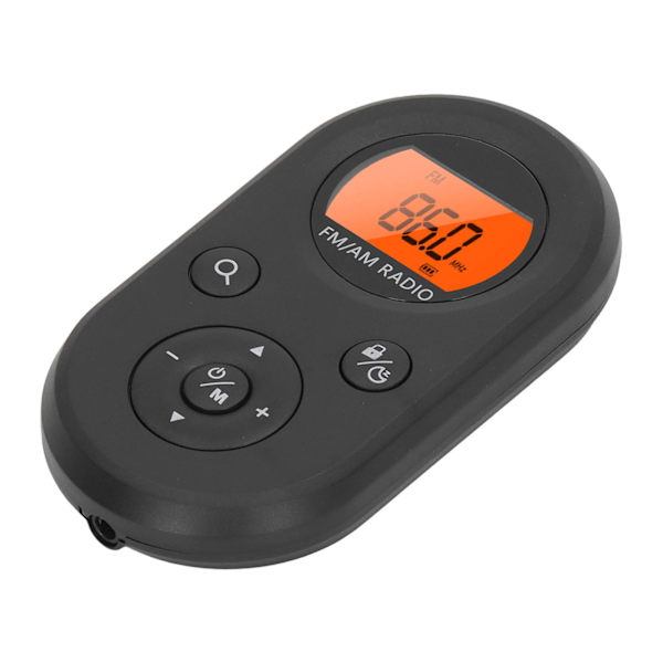 AM FM Mini Radio DC5V 76‑108MHz FM 520 522‑1710KHz AM Bakgrundsbelysning Bärbar radio med hörlurar för utomhussvart