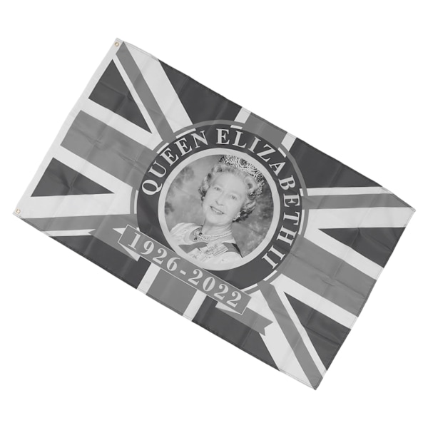 Elizabeth minnesmerke flagg UV-bestandig svart-hvitt polyester dronning minnesmerke flagg for balkong hage QZ2006