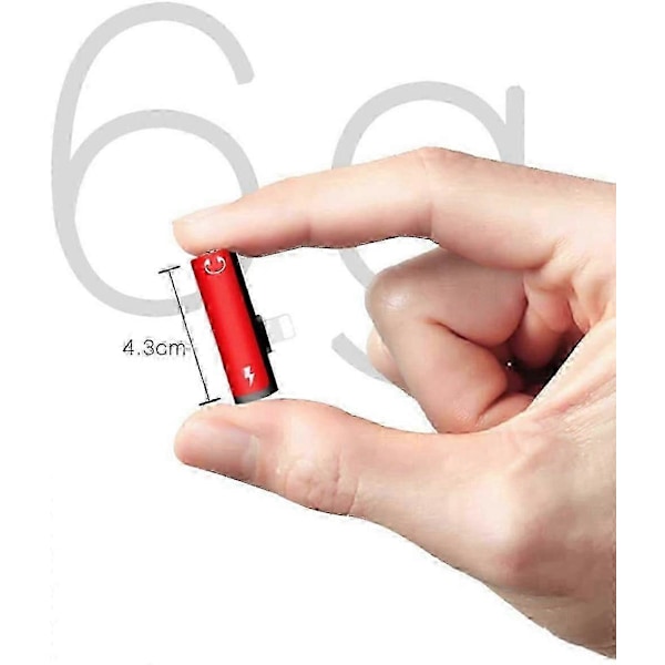 Hörlursadapter, adapter splitter, lightning splitter, ljudadapter Röd rektangel