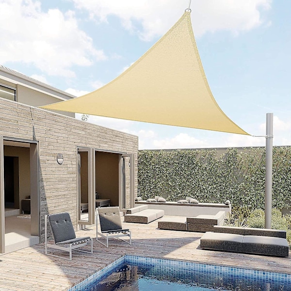 Trekant Solseil 12x12x12 Fot for Patio Dekk Pergola Utendørs UV Blokk Sandfarge