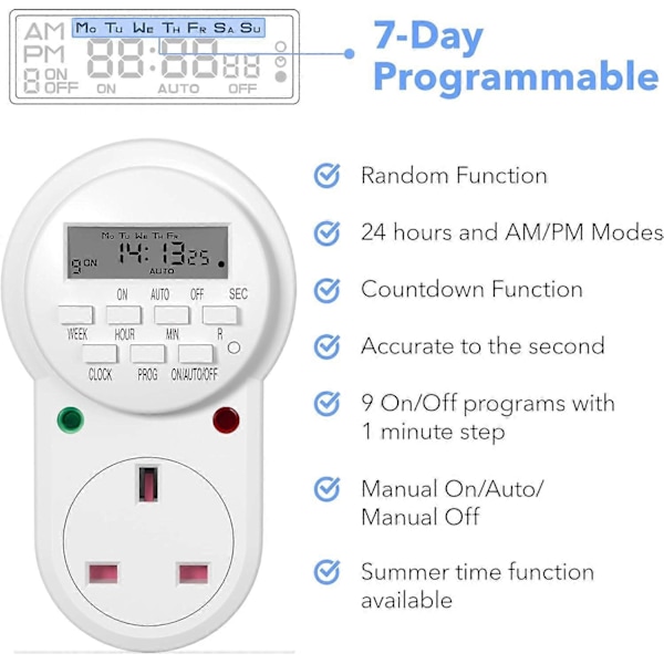 Veckovis Programmerbar Elektronisk Digital Timerkontakt med LCD-Display