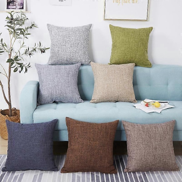 Dekorativa Prydnadskuddar Set om 2 Linne Texturerade Kuddfodral för Soffa, Fåtölj, Vardagsrum, 50x50 cm, Mörkblå