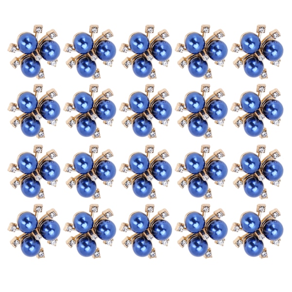 20 st pärlblommor strass DIY kläder manschett brosch mode smycken tillbehör blå