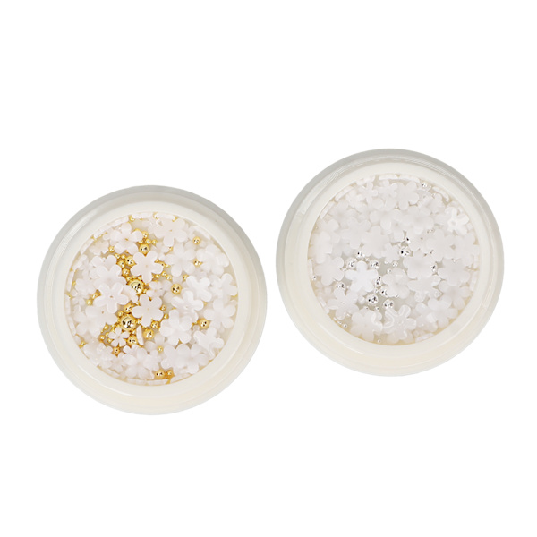 Nail art 3D - blomformade manikyrdekorationer för nagelsalong guld silver