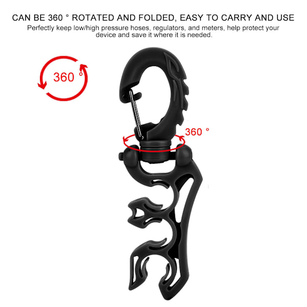 Fortsett dykking Undervannsdykking BC Slangeholder Clip Spennekrok Svart