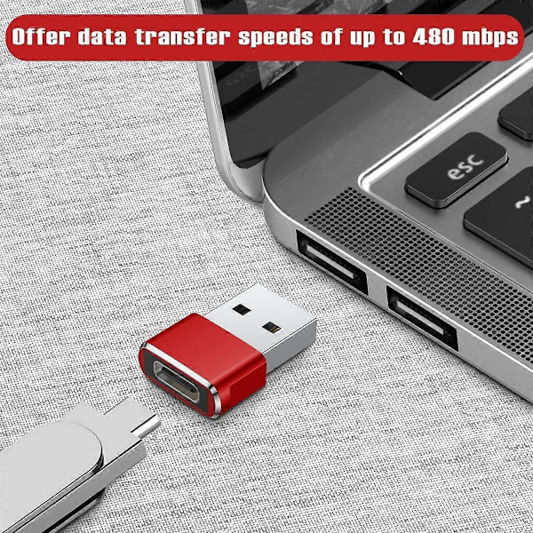 USB - USB C -sovitin 3 kpl, tyyppi C naaras - A uros -latauskaapelisovitin punainen