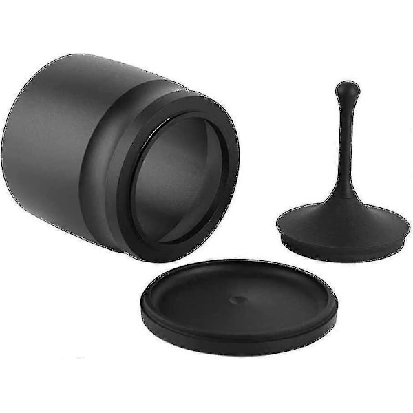 58mm Kaffedoseringskopp, Espresso Doserings Tratt i Aluminiumlegering Kaffedoseringsring Distributör Kaffemaskin Tillbehör (1st, Svart) -CNJR